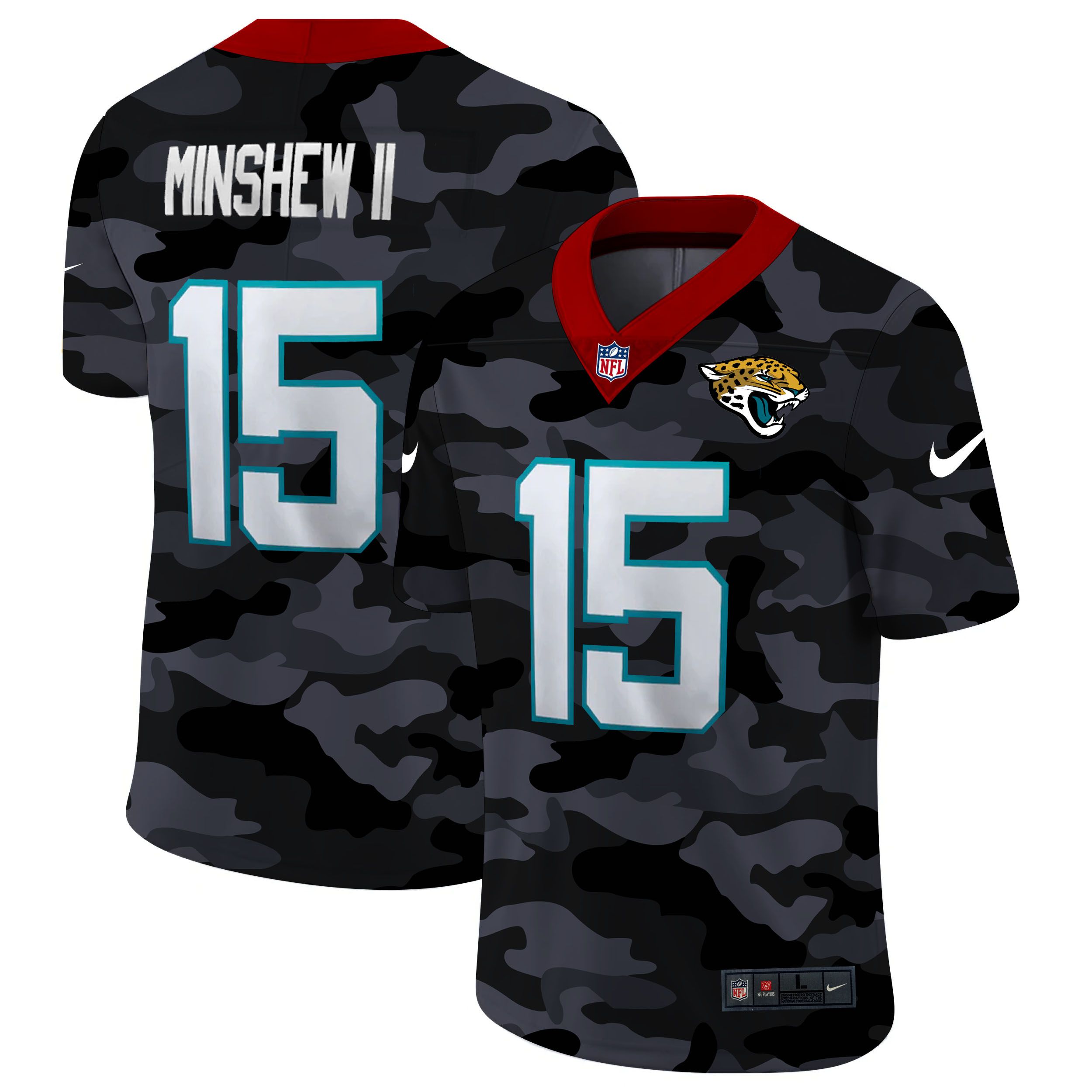 Men Jacksonville Jaguars #15 Minshew ll 2020 Nike Camo Salute to Service Limited NFL Jerseys